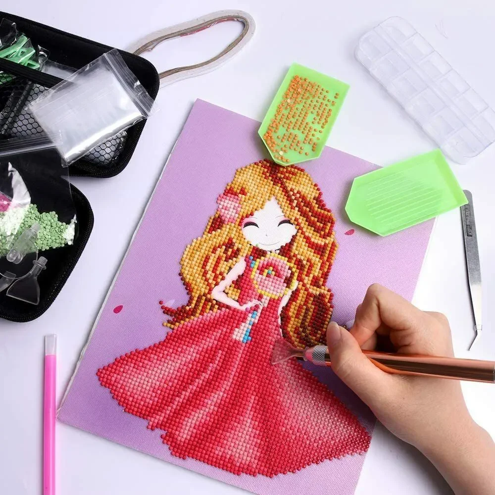56PCS 5D Diamond Painting Tools Set With Bag, Pen Drill Pen, LED Stitch Tweezer